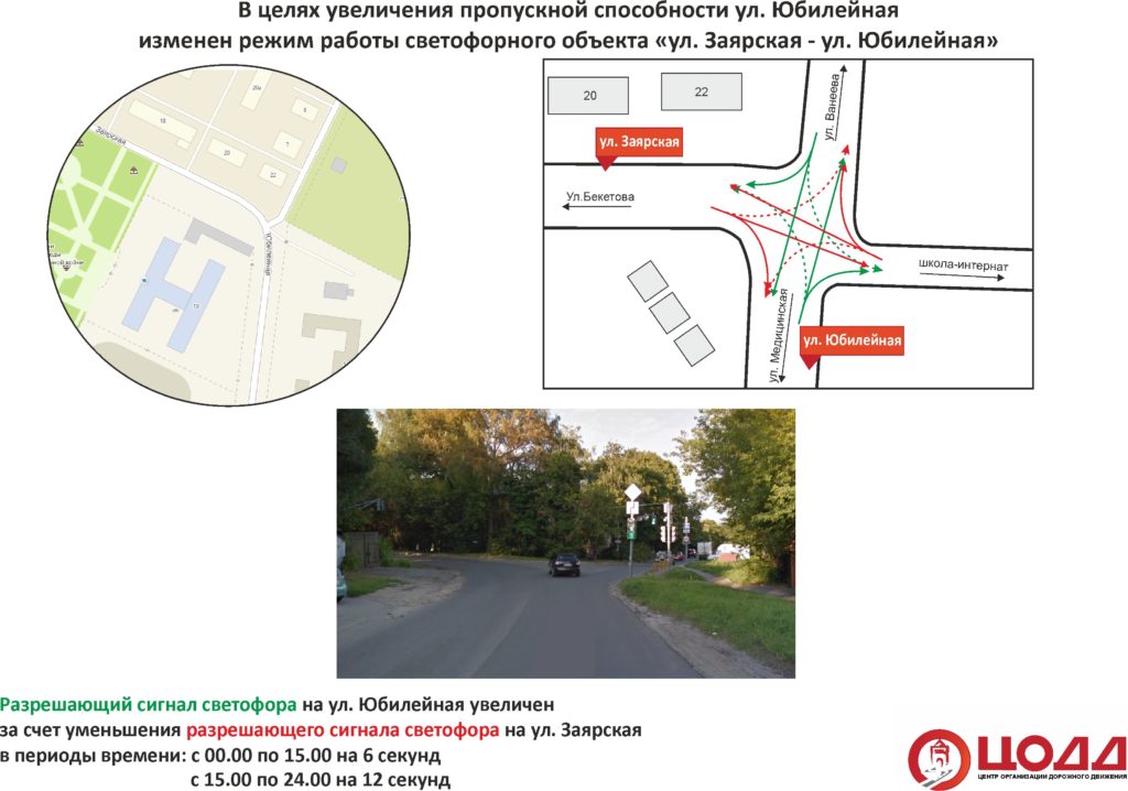 Режим работы светофора изменили на улице Юбилейной в Нижнем Новгороде