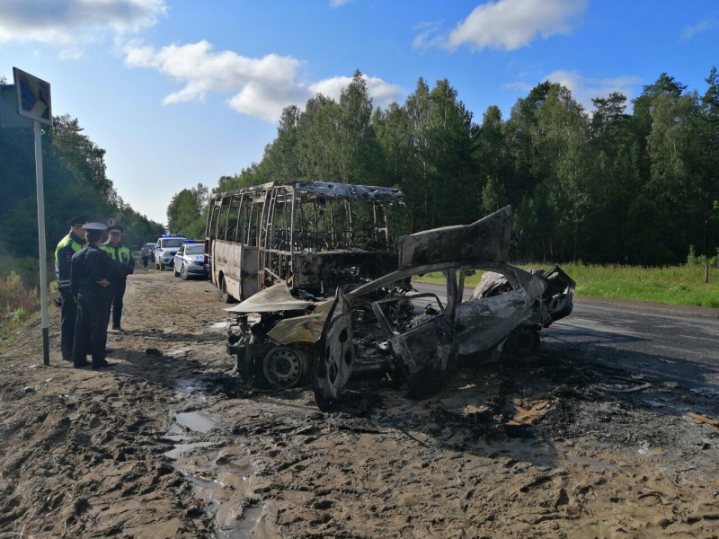 ВИДЕО: пассажирский автобус сгорел на арзамасской трассе