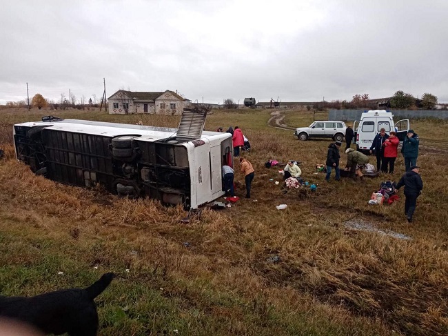 Автобус с туристами опрокинулся в кювет в Нижегородской области