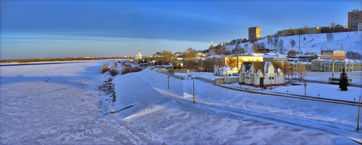 Набережная нижнего новгорода зимой