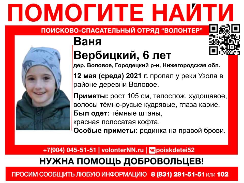 6-летний Ваня Вербицкий пропал в Городецком районе
