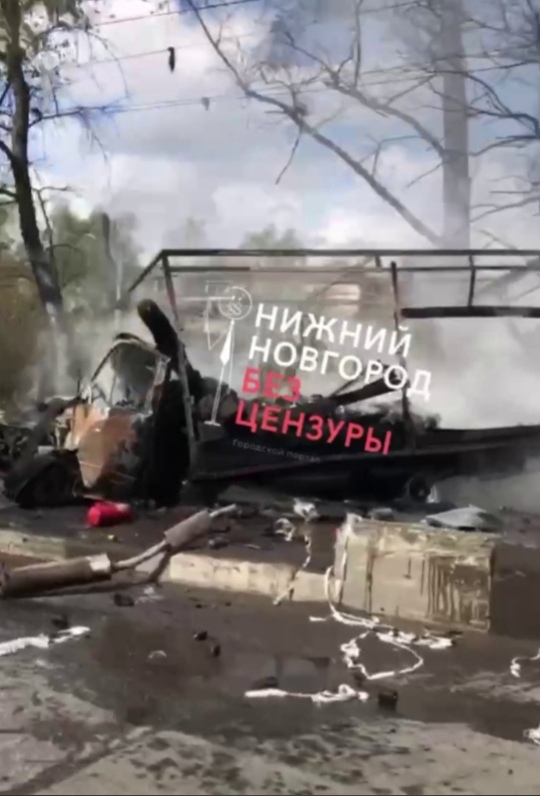 «Газель» сгорела на Московском шоссе в Нижнем Новгороде