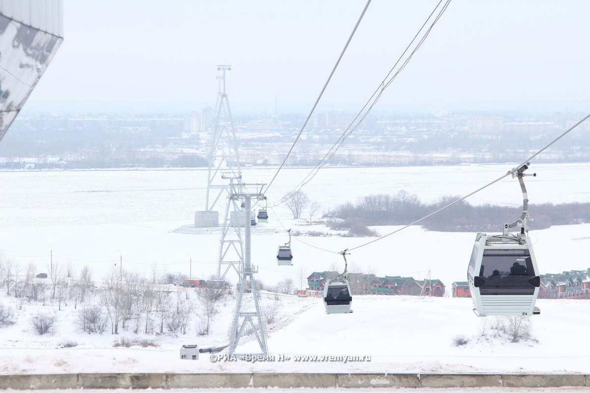 Работа нижегородской канатной дороги приостановлена из-за снега
