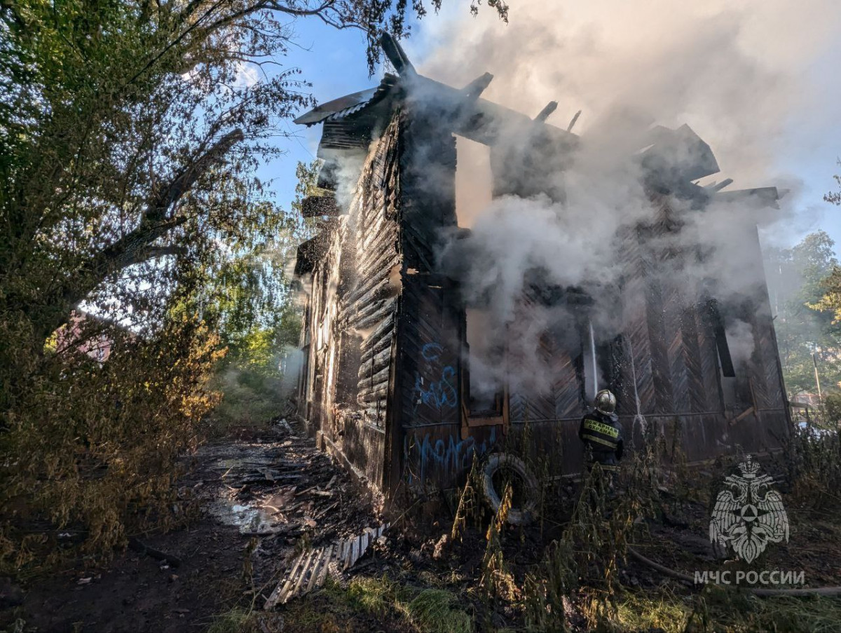 Нежилой дом сгорел в переулке Трамвайный утром 25 июня