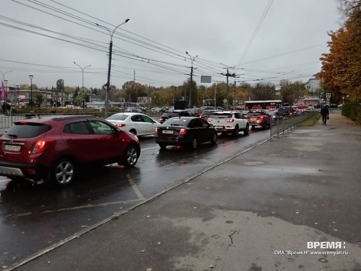 Дорожные заторы наблюдаются в Нижнем Новгороде утром 9 октября